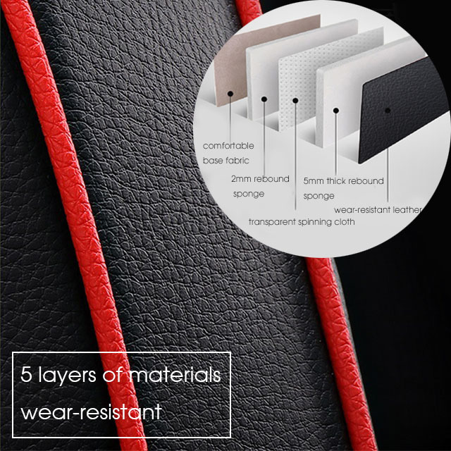 Fly5D Luxury PU Leather Car Seat Cover Wear-resistant Durable and Fashion, Suitable for 5-seats Cars Like SUV, VAN, Sedan