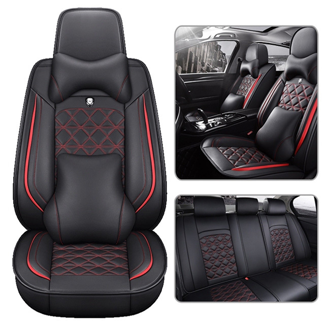 Fly5D Full Set Car Seat Covers for Women and Men, Faux Leather Auto Seat Protector for SUV, Sedan, Van