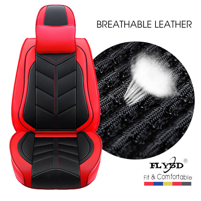 Fly5D Auto Seat Cover with Professional PU Leather Full Surround, Waterproof Comfortable and Risistant, Easy to Clean, Fit for Most of 5 Seats Car