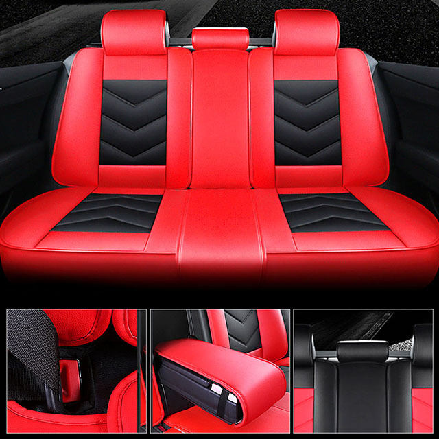 Fly5D Auto Seat Cover with Professional PU Leather Full Surround, Waterproof Comfortable and Risistant, Easy to Clean, Fit for Most of 5 Seats Car