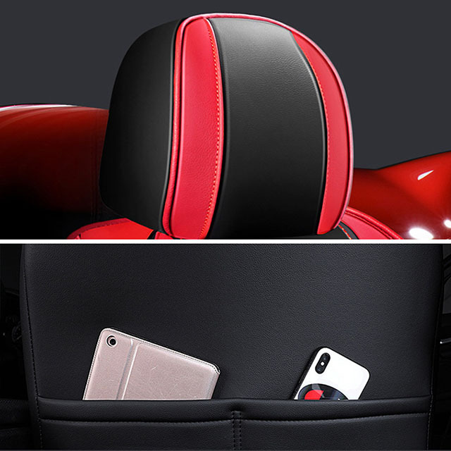 Fly5D Auto Seat Cover with Professional PU Leather Full Surround, Waterproof Comfortable and Risistant, Easy to Clean, Fit for Most of 5 Seats Car