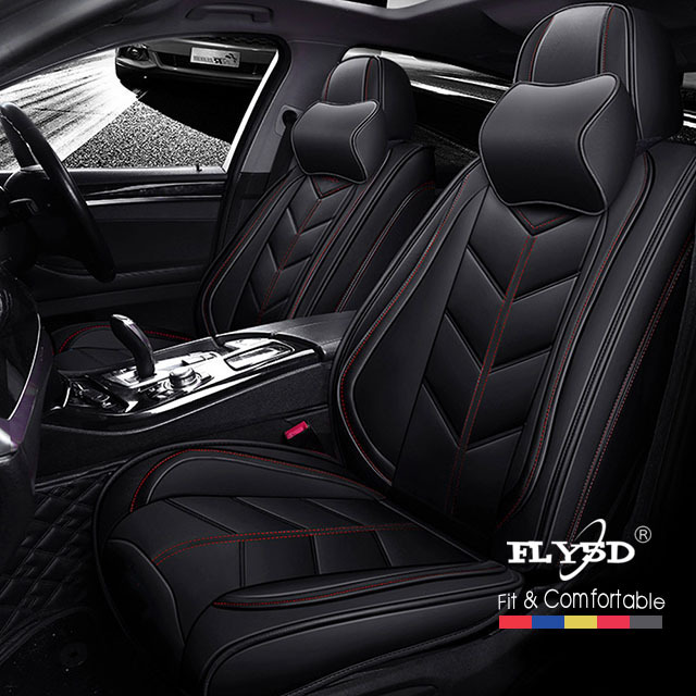 Fly5D Auto Seat Cover with Professional PU Leather Full Surround, Waterproof Comfortable and Risistant, Easy to Clean, Fit for Most of 5 Seats Car