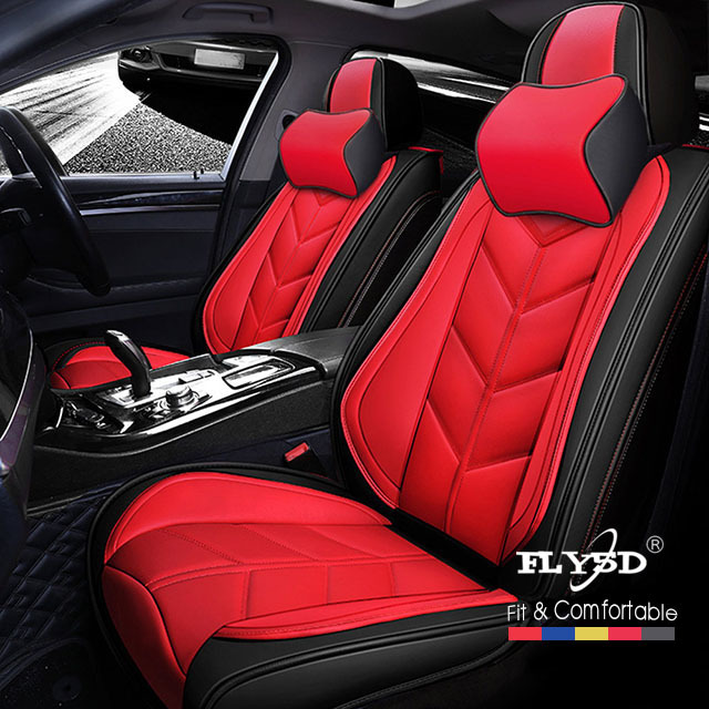 Fly5D Auto Seat Cover with Professional PU Leather Full Surround, Waterproof Comfortable and Risistant, Easy to Clean, Fit for Most of 5 Seats Car