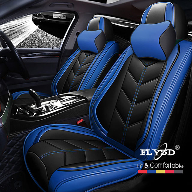 Fly5D Auto Seat Cover with Professional PU Leather Full Surround, Waterproof Comfortable and Risistant, Easy to Clean, Fit for Most of 5 Seats Car