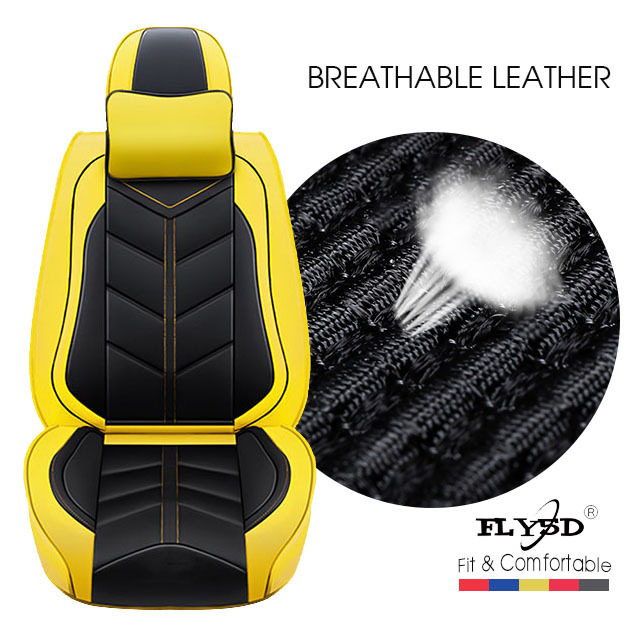 Fly5D Auto Seat Cover with Professional PU Leather Full Surround, Waterproof Comfortable and Risistant, Easy to Clean, Fit for Most of 5 Seats Car