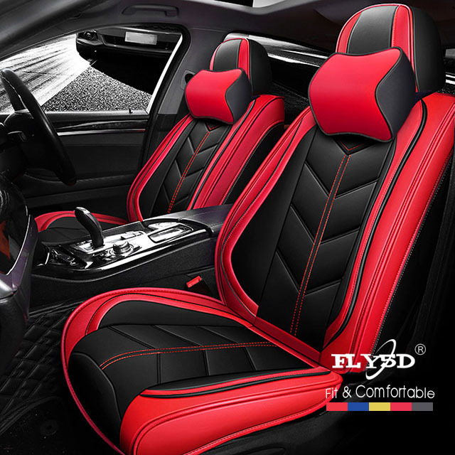 Fly5D Auto Seat Cover with Professional PU Leather Full Surround, Waterproof Comfortable and Risistant, Easy to Clean, Fit for Most of 5 Seats Car