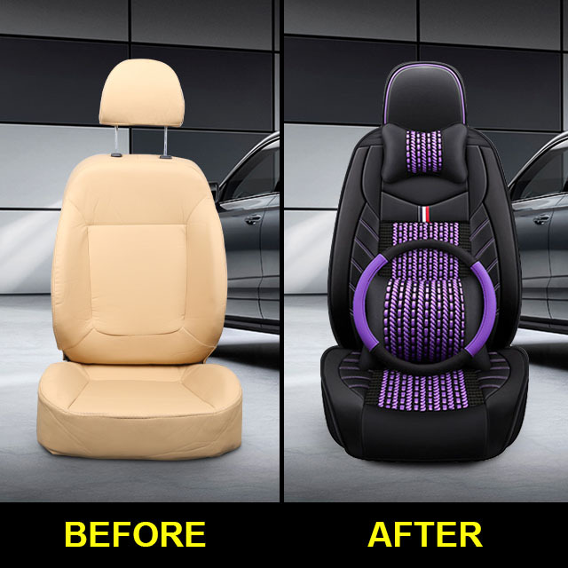 Fly5D Car Seat Covers of Leather Car Seat Covers Stylish and Alternative Full Set Protector Vehicle Cover for Most Cars