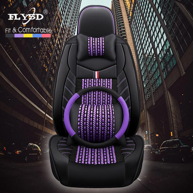 Fly5D Car Seat Covers of Leather Car Seat Covers Stylish and Alternative Full Set Protector Vehicle Cover for Most Cars