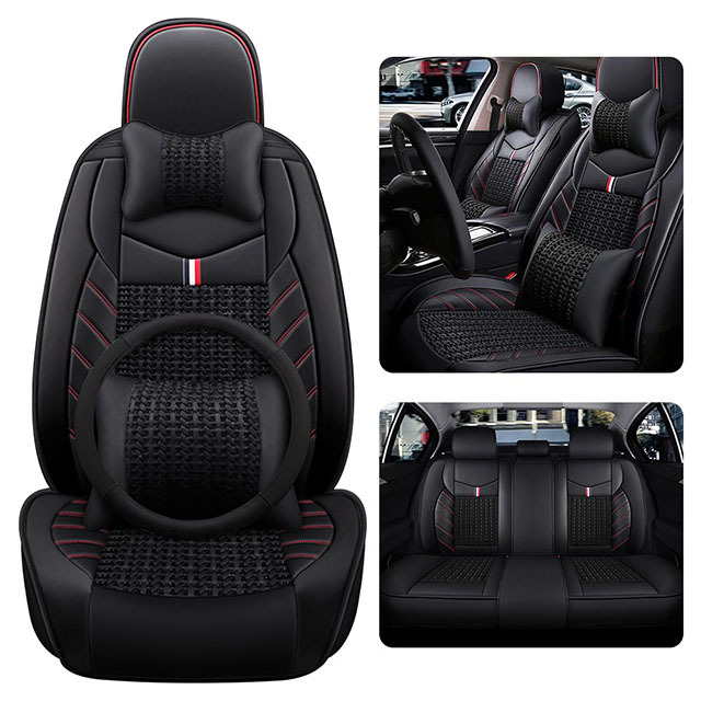 Fly5D Car Seat Covers of Leather Car Seat Covers Stylish and Alternative Full Set Protector Vehicle Cover for Most Cars