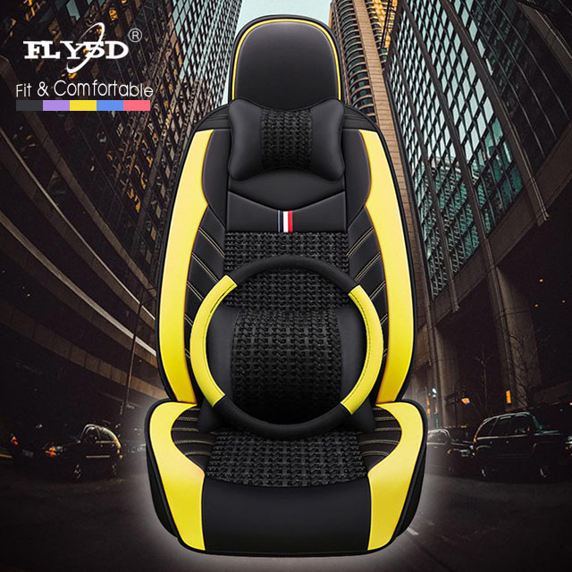 Fly5D Car Seat Covers of Leather Car Seat Covers Stylish and Alternative Full Set Protector Vehicle Cover for Most Cars