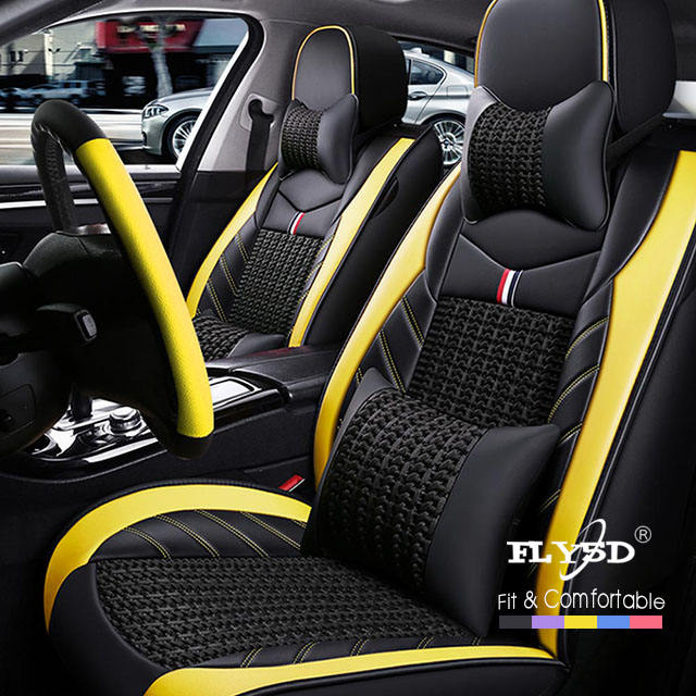 Fly5D Car Seat Covers of Leather Car Seat Covers Stylish and Alternative Full Set Protector Vehicle Cover for Most Cars
