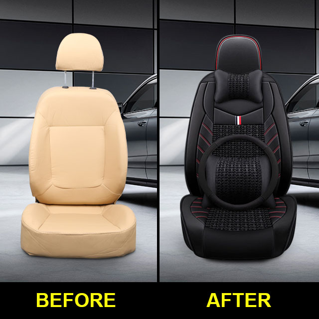 Fly5D Car Seat Covers of Leather Car Seat Covers Stylish and Alternative Full Set Protector Vehicle Cover for Most Cars