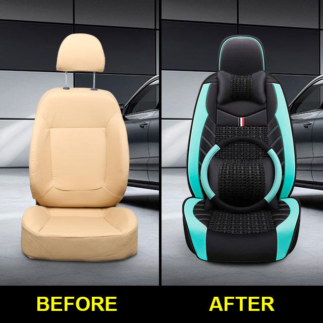 Fly5D Car Seat Covers of Leather Car Seat Covers Stylish and Alternative Full Set Protector Vehicle Cover for Most Cars