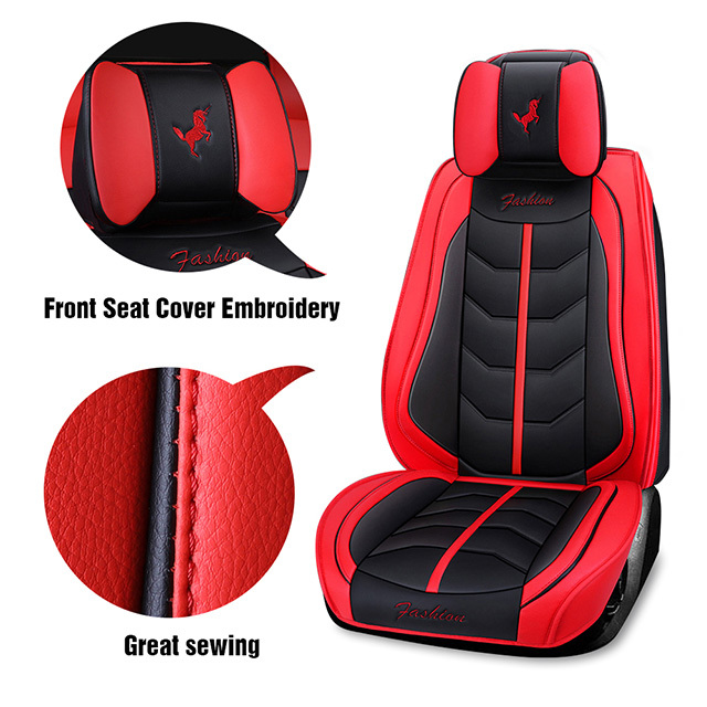 Fly5D Auto Seat Cover with Professional PU Leather Full Surround Durable, Comfortable and risistant, Fit for Most of 5 Seats Car