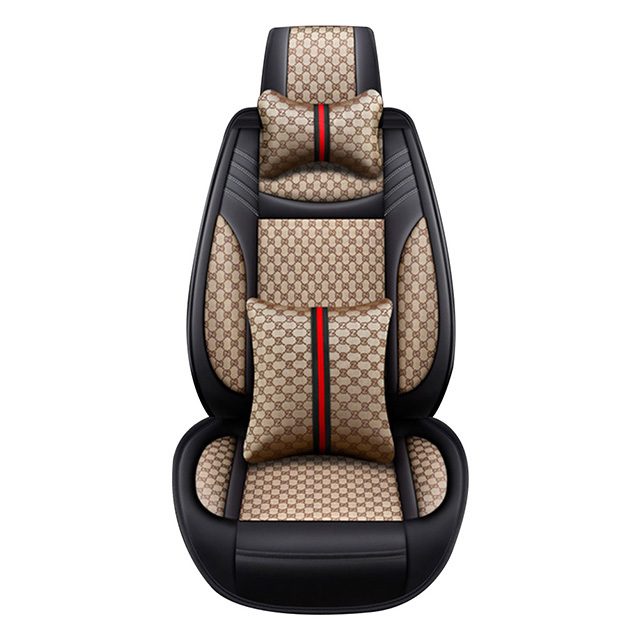 FLY5D Breathable Linen Car Seat Cover, Air-Bag Compatible Split Rear Seat Protector, Red, Beige, Black, and Gray