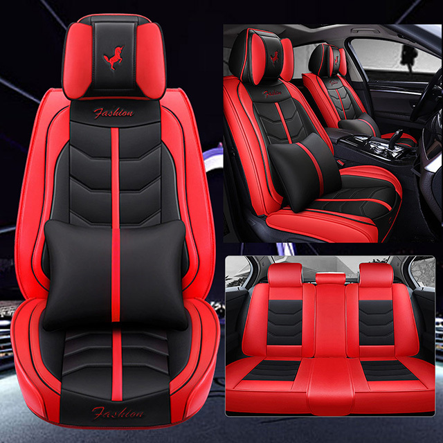 Fly5D Auto Seat Cover with Professional PU Leather Full Surround Durable, Comfortable and risistant, Fit for Most of 5 Seats Car