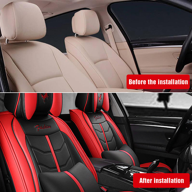 Fly5D Auto Seat Cover with Professional PU Leather Full Surround Durable, Comfortable and risistant, Fit for Most of 5 Seats Car