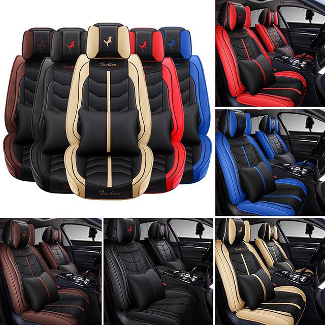 Fly5D Auto Seat Cover with Professional PU Leather Full Surround Durable, Comfortable and risistant, Fit for Most of 5 Seats Car