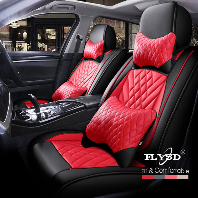 FLY5D Leather Car Seat Covers, Split Seat Protector for Car Seat Driver for Universal Car Seat Covers fit for 5-seat sedan like Toyota Corolla Camry