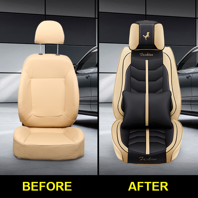 Fly5D Auto Seat Cover with Professional PU Leather Full Surround Durable, Comfortable and risistant, Fit for Most of 5 Seats Car