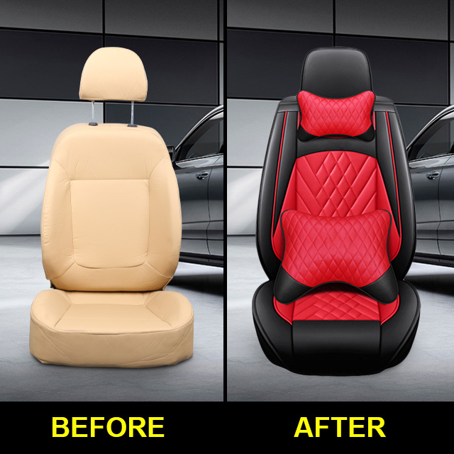 FLY5D Leather Car Seat Covers, Split Seat Protector for Car Seat Driver for Universal Car Seat Covers fit for 5-seat sedan like Toyota Corolla Camry