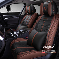 Fly5D  Seat Covers for Cars Professional PU Leather Full Set Cushions Fit for Most of 5-Seat Cars, Black&Coffee