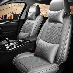 FLY5D Car Seat Covers Full Set, Wear Resistant and Soft PU Leather in Fashion Style Fit Sedans, SUV, Gray