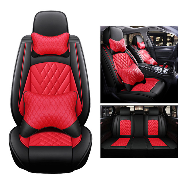 FLY5D Leather Car Seat Covers Full Set, Car Seat Protector Universal Fit for 5-seat Sedans, SUVs like Toyota Corolla Camry