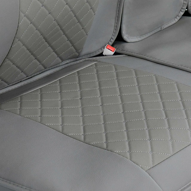 FLY5D Car Seat Covers Full Set, Wear Resistant and Soft PU Leather in Fashion Style Fit Sedans, SUV, Gray