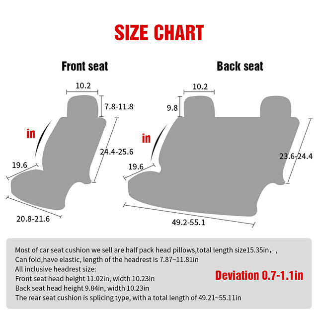 FLY5D Breathable Linen + PU Leather Car Seat Cover Full Set, Air-Bag Compatible Split Rear Seat Protector, Gray