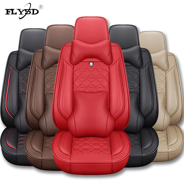 Fly5D Full Set Car Seat Covers for Women and Men, Faux Leather Auto Seat Protector for SUV, Sedan, Van