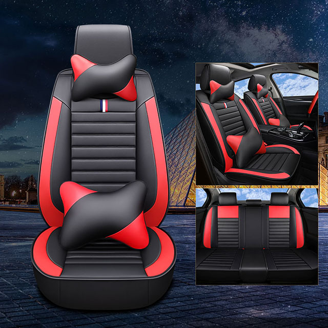 FLY5D Luxury PU Leather Car Seat Covers Wear Resistant Airbag Compatible for Mainstream Cars.