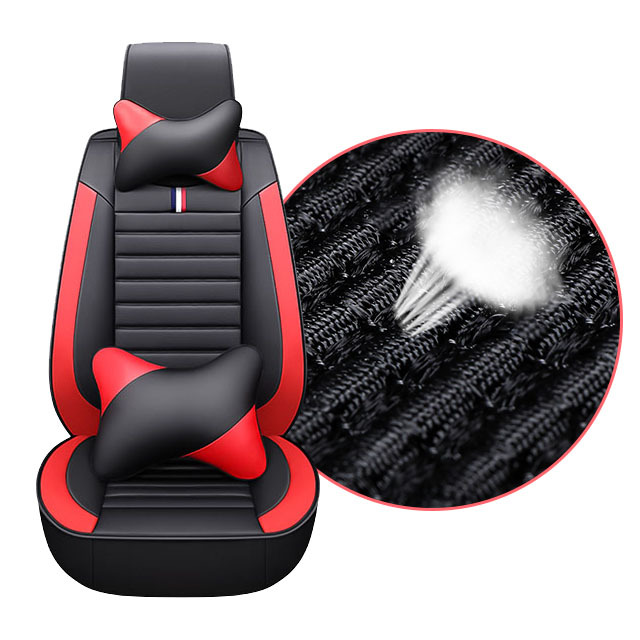 FLY5D Luxury PU Leather Car Seat Covers Wear Resistant Airbag Compatible for Mainstream Cars.