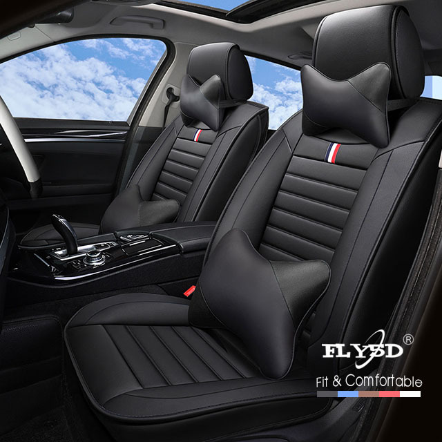 FLY5D Luxury PU Leather Car Seat Covers Wear Resistant Airbag Compatible for Mainstream Cars.