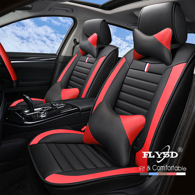 FLY5D Luxury PU Leather Car Seat Covers Wear Resistant Airbag Compatible for Mainstream Cars.