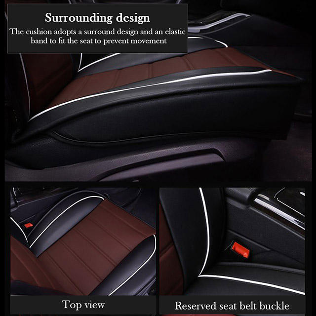 FLY5D Car Seat Covers Full Set in Coffee PU Leather Cushions on Front &amp; Rear Bench Fit for 5-Seat Cars