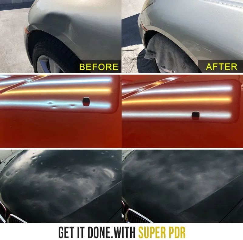 Super PDR Paintless Dents Repair Kit with Upgraded LED Reflection Board