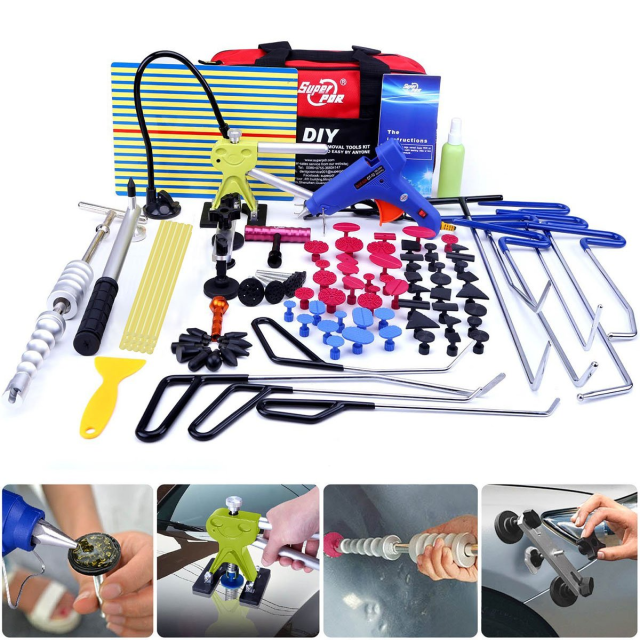 Super PDR  Paintless Dent Repair Tool Kit, 91Pcs Tool Set with Rods, Dent Removal Tools for Professionals