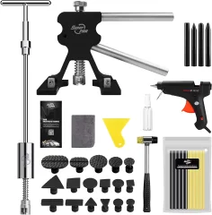 Super PDR Paintless Dent Repair Tool Kit 44Pcs, Dent Puller Kit with T-Puller, Dent Lifter, Glue Gun, Hammer etc.