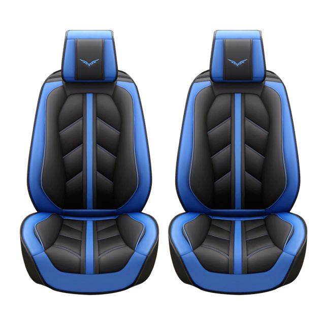 Super PDR Car Seat Covers for Front Seats, Waterproof Leather Seat Cover Set for Automotive, Premium Front Seat Protectors with Simple Installation, Disigned for Car, Truck, SUV etc, Black&amp;Blue