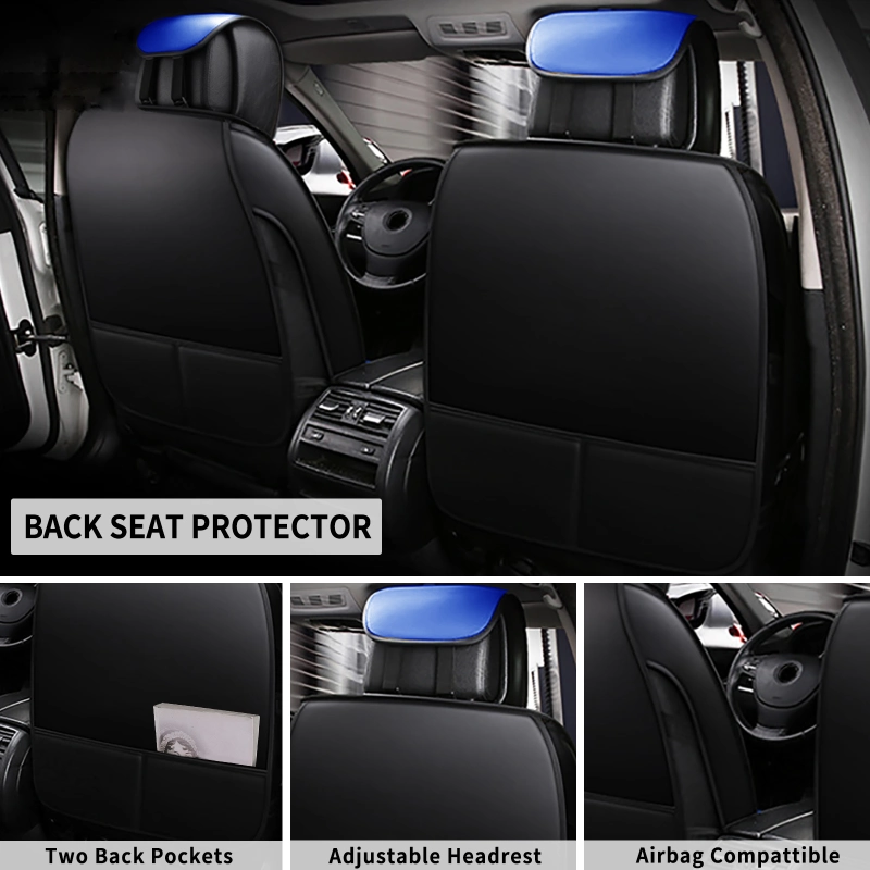 Super PDR Car Seat Covers for Front Seats, Waterproof Leather Seat Cover Set for Automotive, Premium Front Seat Protectors with Simple Installation, Disigned for Car, Truck, SUV etc, Black&Blue