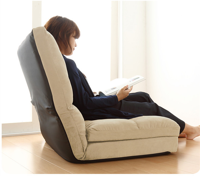 Contemporary Floor Folding Sofa Bed Adjustable Lounge Mattress Lazy Couch with pillows Convertible Fabric Flip Sleeper Lounger