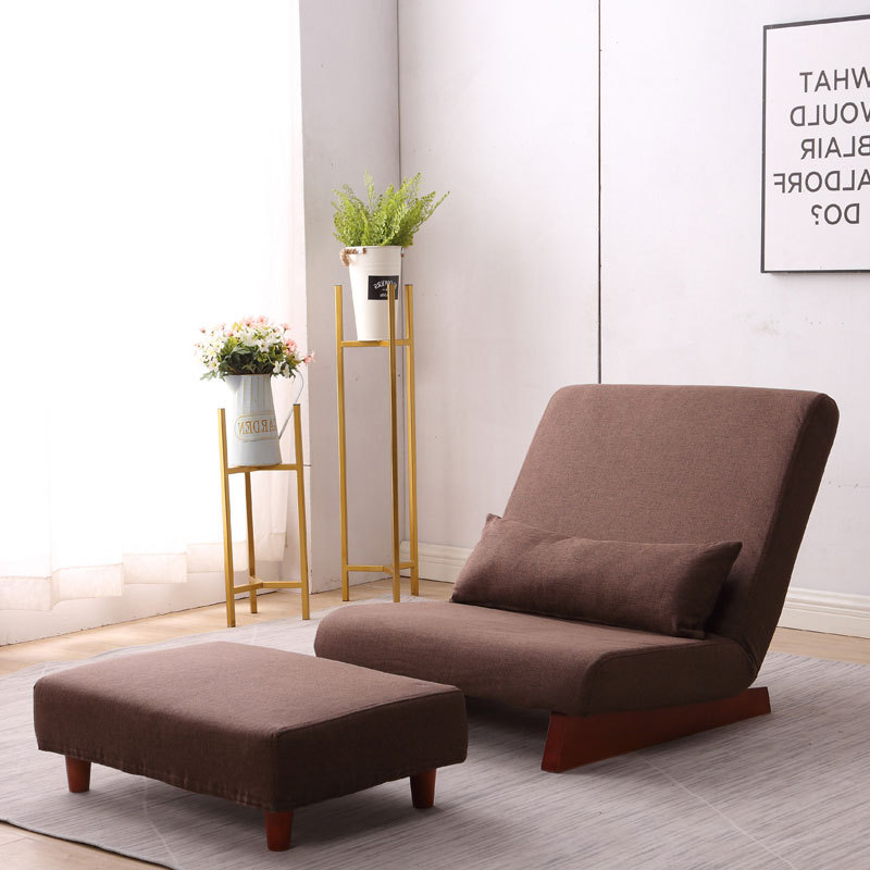 Floor Folding Single Sofa Chair With Ottoman Japanese Style Lounge Recliner Occasional Accent Chair For Living Room Furniture