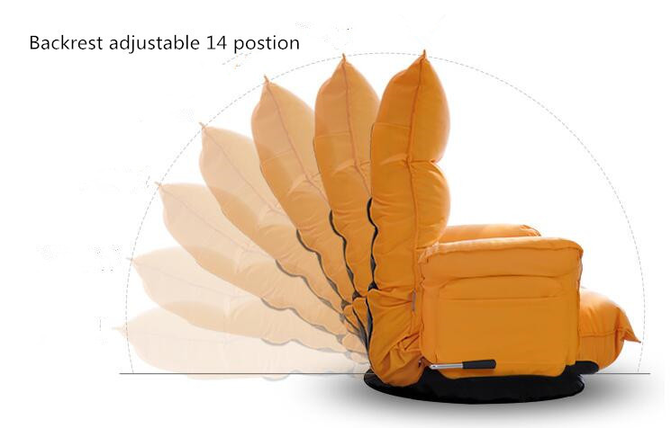 Collapsible Multi-File Adjustment Rotating Chair Sofa 360 Degree Swivel Modern Bedroom Backrest Foldable Floor Chair Leather