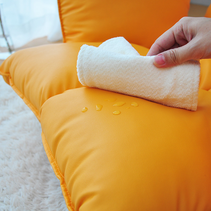 Collapsible Multi-File Adjustment Rotating Chair Sofa 360 Degree Swivel Modern Bedroom Backrest Foldable Floor Chair Leather