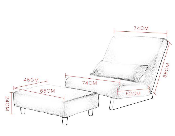 Floor Folding Single Sofa Chair With Ottoman Japanese Style Lounge Recliner Occasional Accent Chair For Living Room Furniture