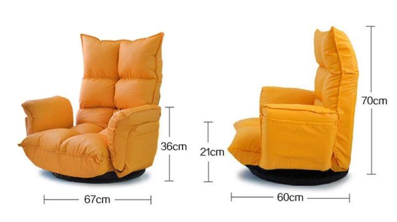 Collapsible Multi-File Adjustment Rotating Chair Sofa 360 Degree Swivel Modern Bedroom Backrest Foldable Floor Chair Leather