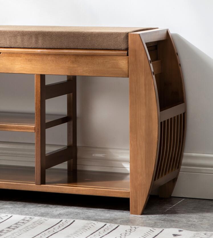 Bamboo Shoe Bench Rack W Removable Cushion Hidden Storage Compartment Side Drawer Entryway Shoe Storage Organizer Shoe Cabinet