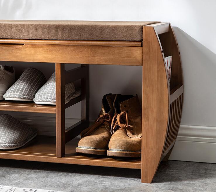 Bamboo Shoe Bench Rack W Removable Cushion Hidden Storage Compartment Side Drawer Entryway Shoe Storage Organizer Shoe Cabinet