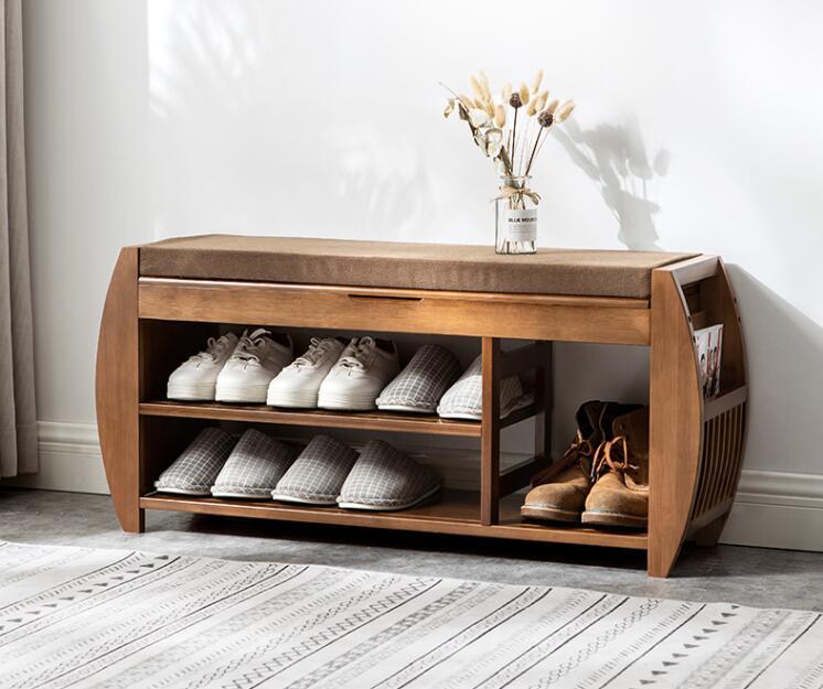 Bamboo Shoe Bench Rack W Removable Cushion Hidden Storage Compartment Side Drawer Entryway Shoe Storage Organizer Shoe Cabinet